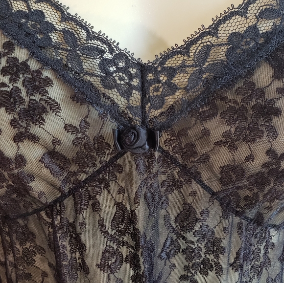 VTG Black Lace Slip Dress w/ Matching Cardigan - Picture 5 of 10